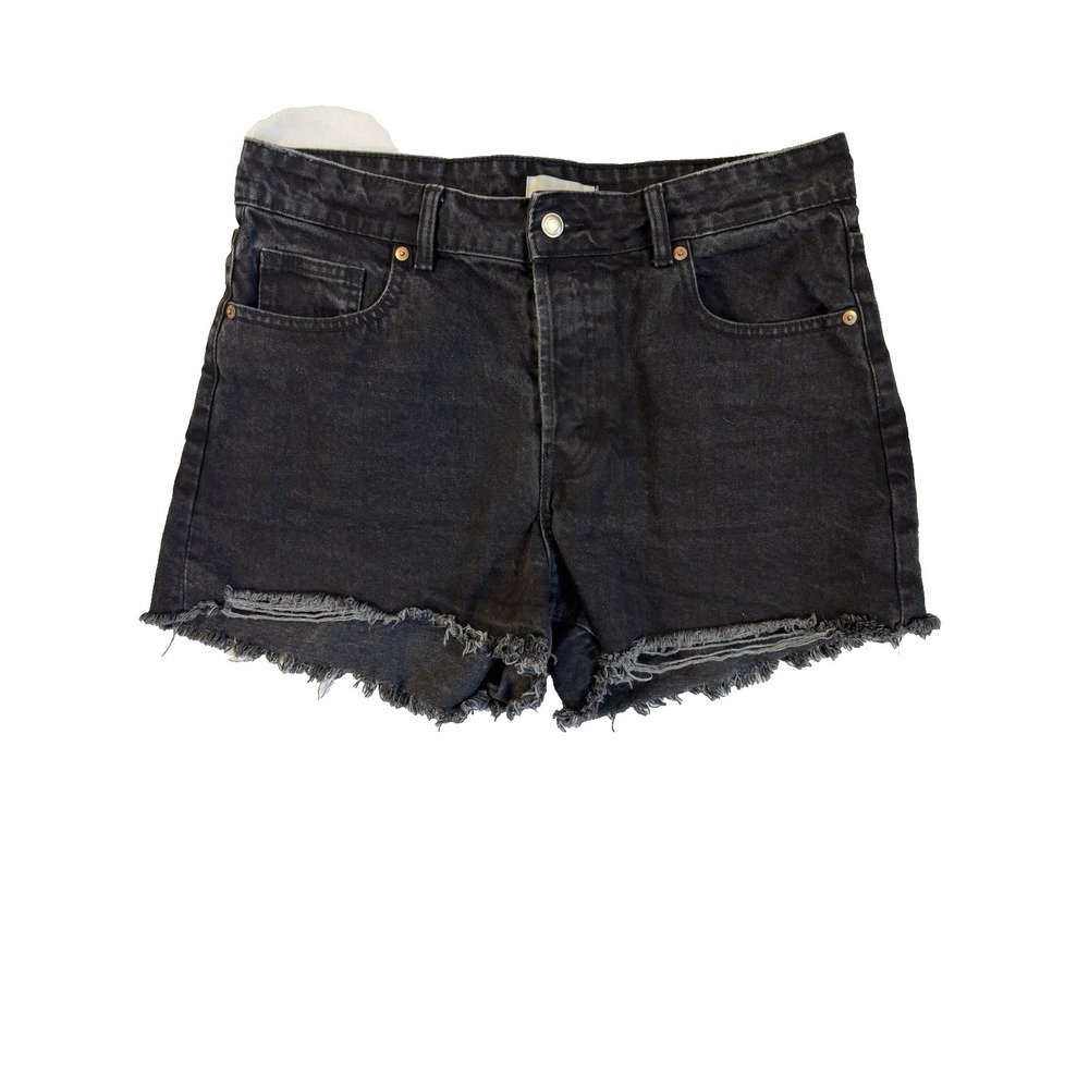 H&M Women's 12 Sexy Black High Rise Cut Off Button Fly Denim‎ Shorts Baddie